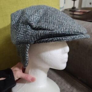 Hanna Hats Pure New Wool Flat Cap With Foldable Ear Flaps